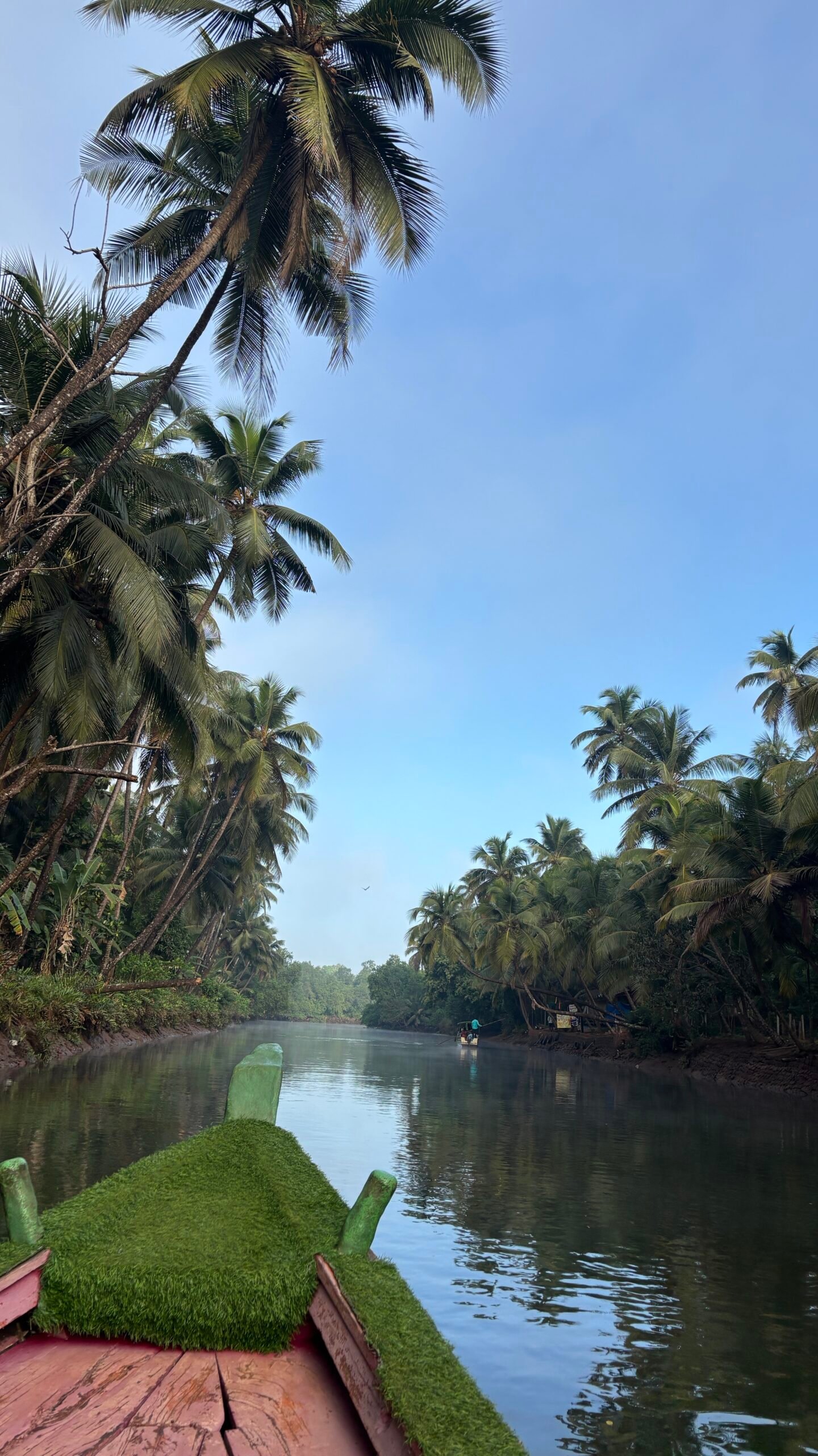 Boat ride through the palm-lined Sharavathi backwaters near Honnavar