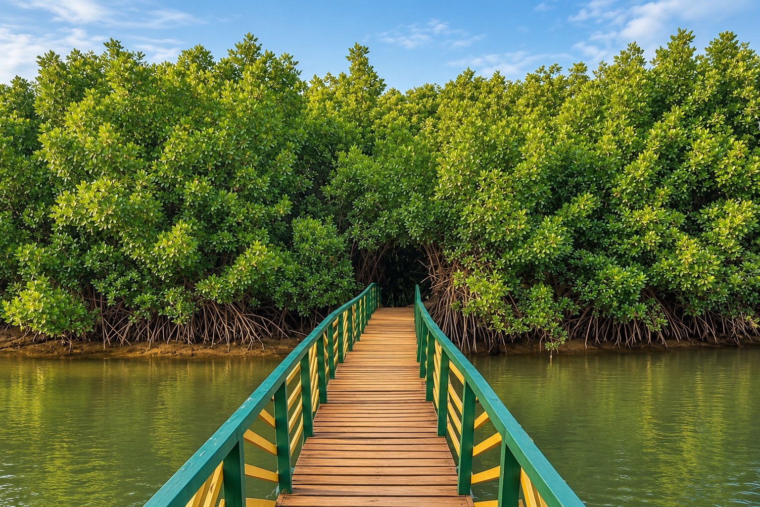 Sharavathi mangrove boardwalk and backwaters near Honnavar